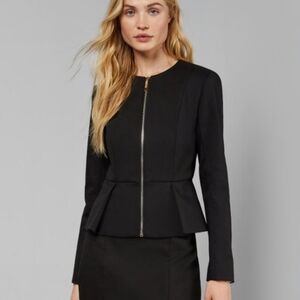 Ted Baker Fitted Peplum Naimey Blazer Black Ted 2 / US Sz 6 Professional Capsule